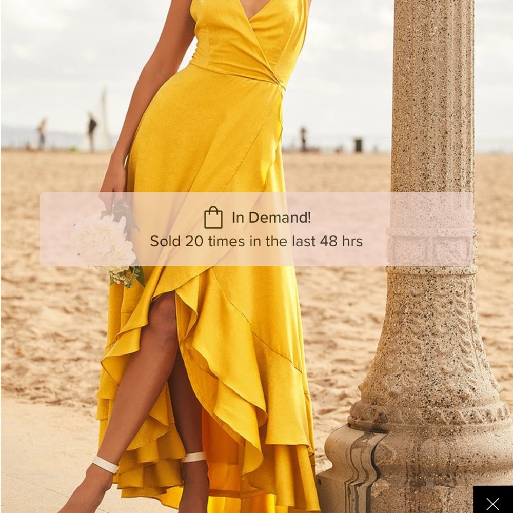 Lulu's Satin Yellow High Low Maxi Dress